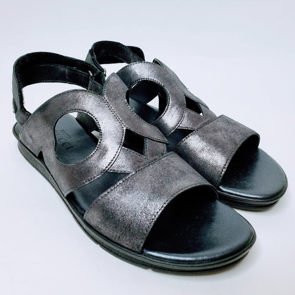 NIB Sesto Meucci Tenax Metallic Strapped‎ Sandals Womens Gladiator Cutout 5.5